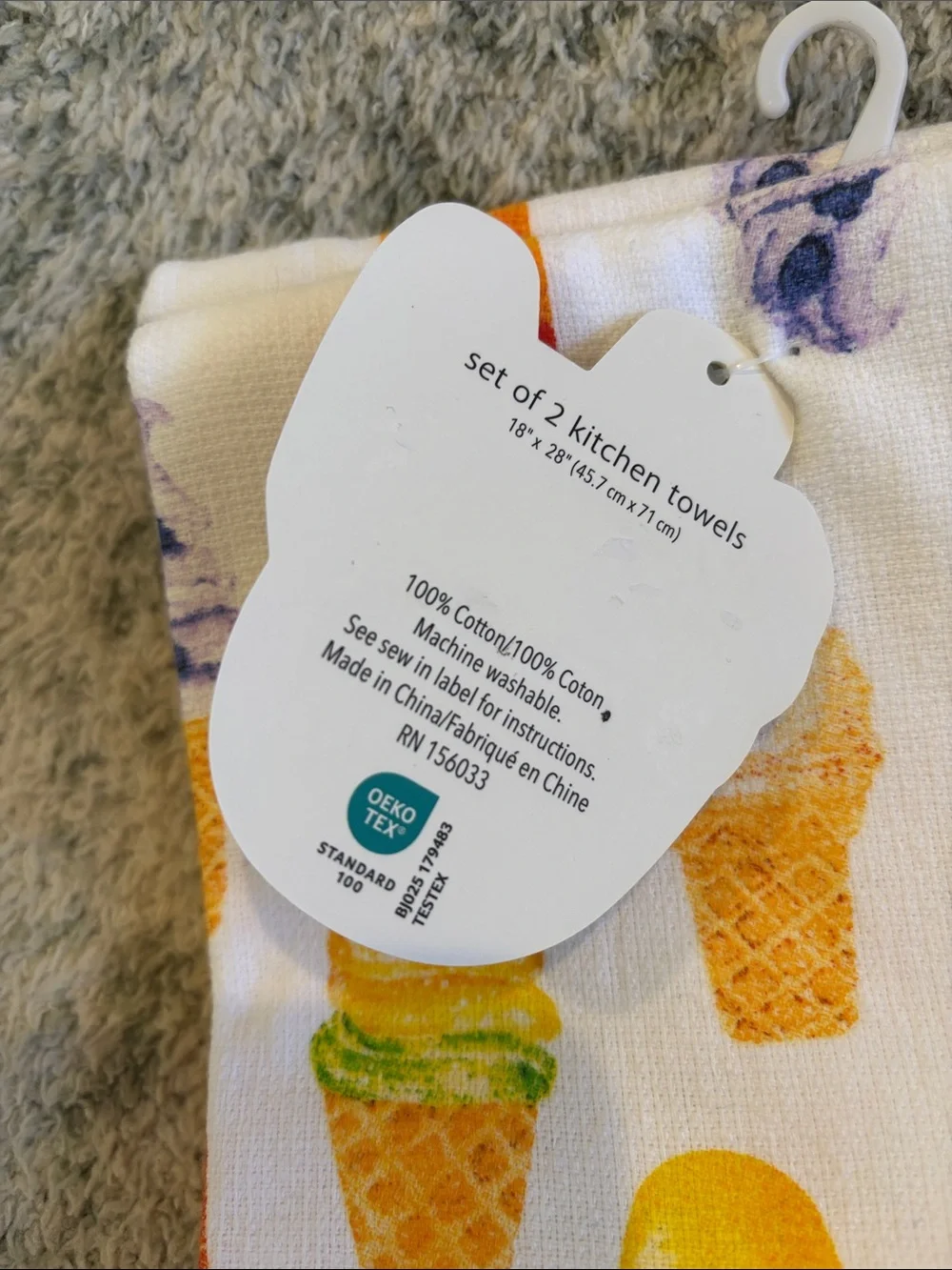 Ice Cream & Popsicle Kitchen Towels Set of 2 NWT Cotton 18x28” Cedarlane